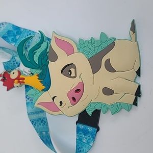 New Disney Moana Pua & Hei Hei ID Lanyard with discoloration